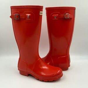 Kids Red Hunter Original Gloss Boots Size 4Y 5Y 36 EU 3 UK Waterproof Rain